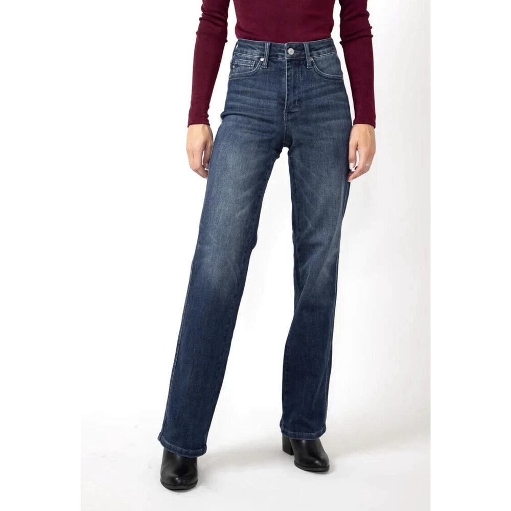 Judy Blue Womens Mid Rise Tummy Control Classic Straight Fit Jeans 3/26 Dark New